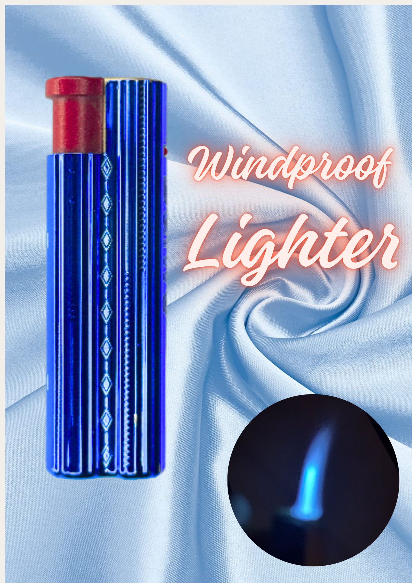 Metal Windproof Cigarette Jet Gas Lighter – Blue Flame Straight Lighter Butane Inflatable Lighter