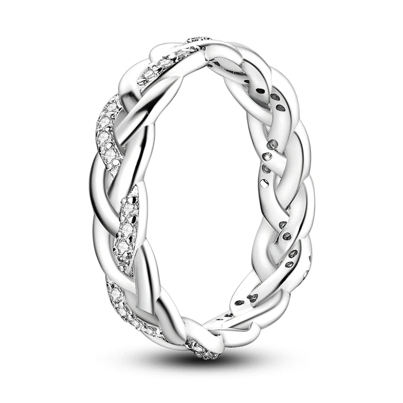 Classic 100% 925 Sterling Silver Eternal and Infinite Sparkling Love Rings Women Engagement Jewelry Anniversary