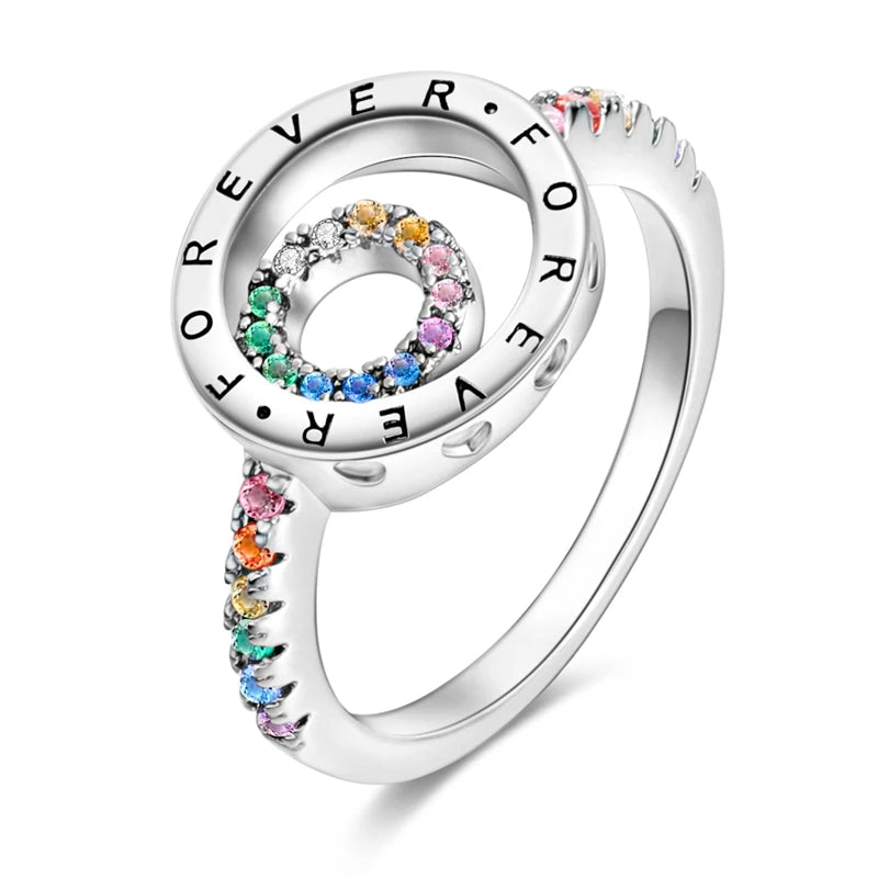 Classic 100% 925 Sterling Silver Eternal and Infinite Sparkling Love Rings Women Engagement Jewelry Anniversary