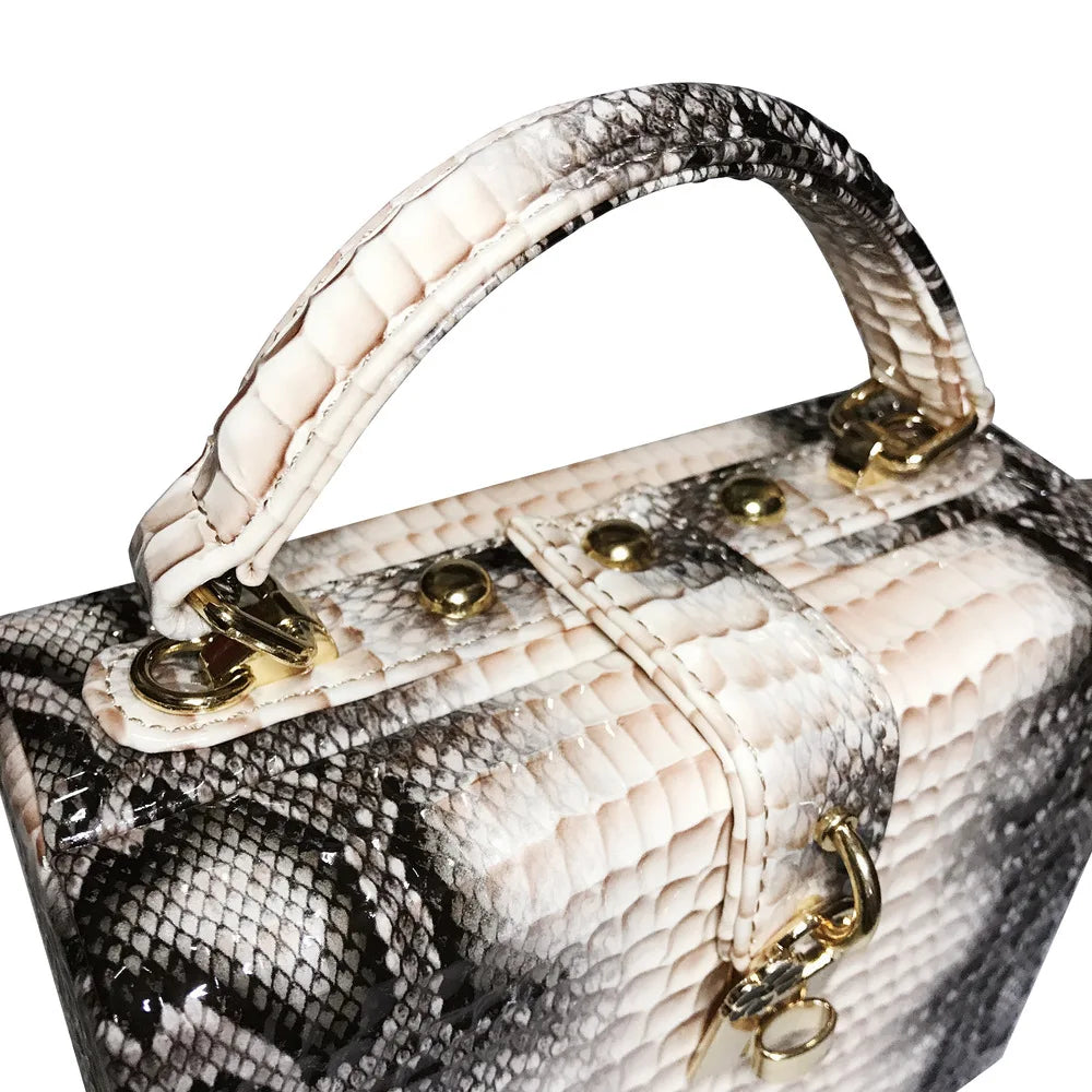 XIYUAN Snake Patter Clutch Evening Bag Luxury Women Handbag Party Wedding clutch Purse Fashion Pearl Shoulder Bags Crossbody Bag