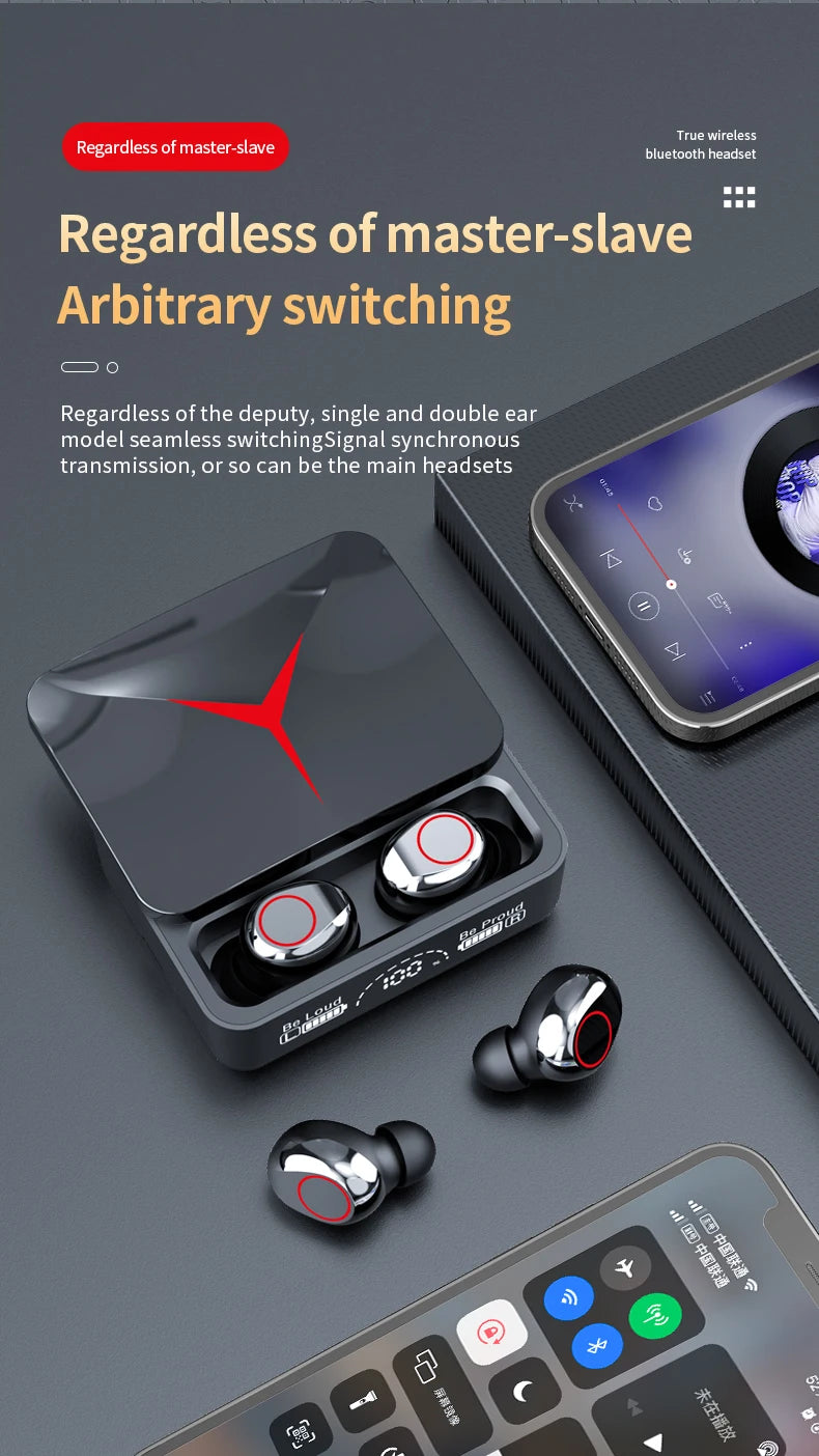 New M90 Pro Bluetooth 5.3 Earphones Wireless Headphones Touch Control Gamer Headset HIFI Stereo Noise Reduction earbuds With Mic