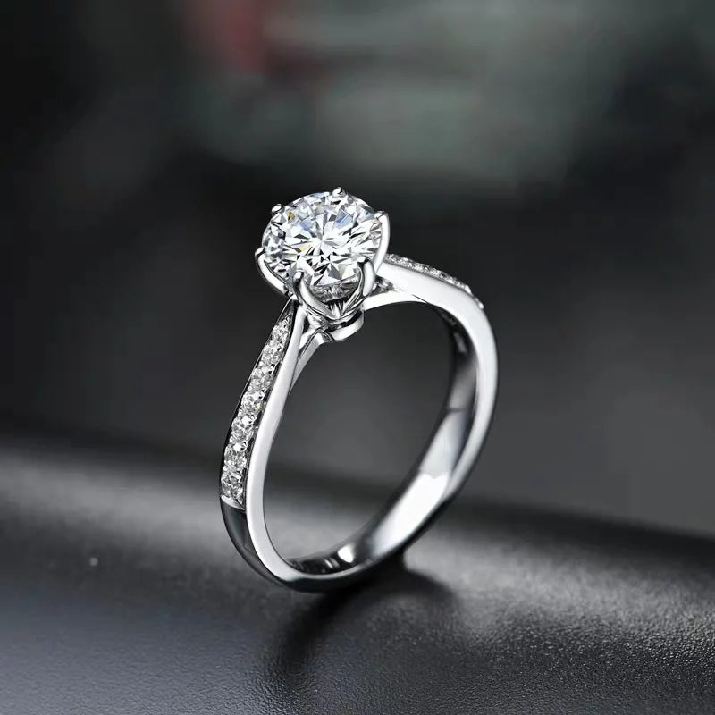 Hot Luxury Crystal 925 Sterling Silver Diamond Ring For Woman Beautiful Moissanite Ring Fashion Noble Wedding Party Jewelry