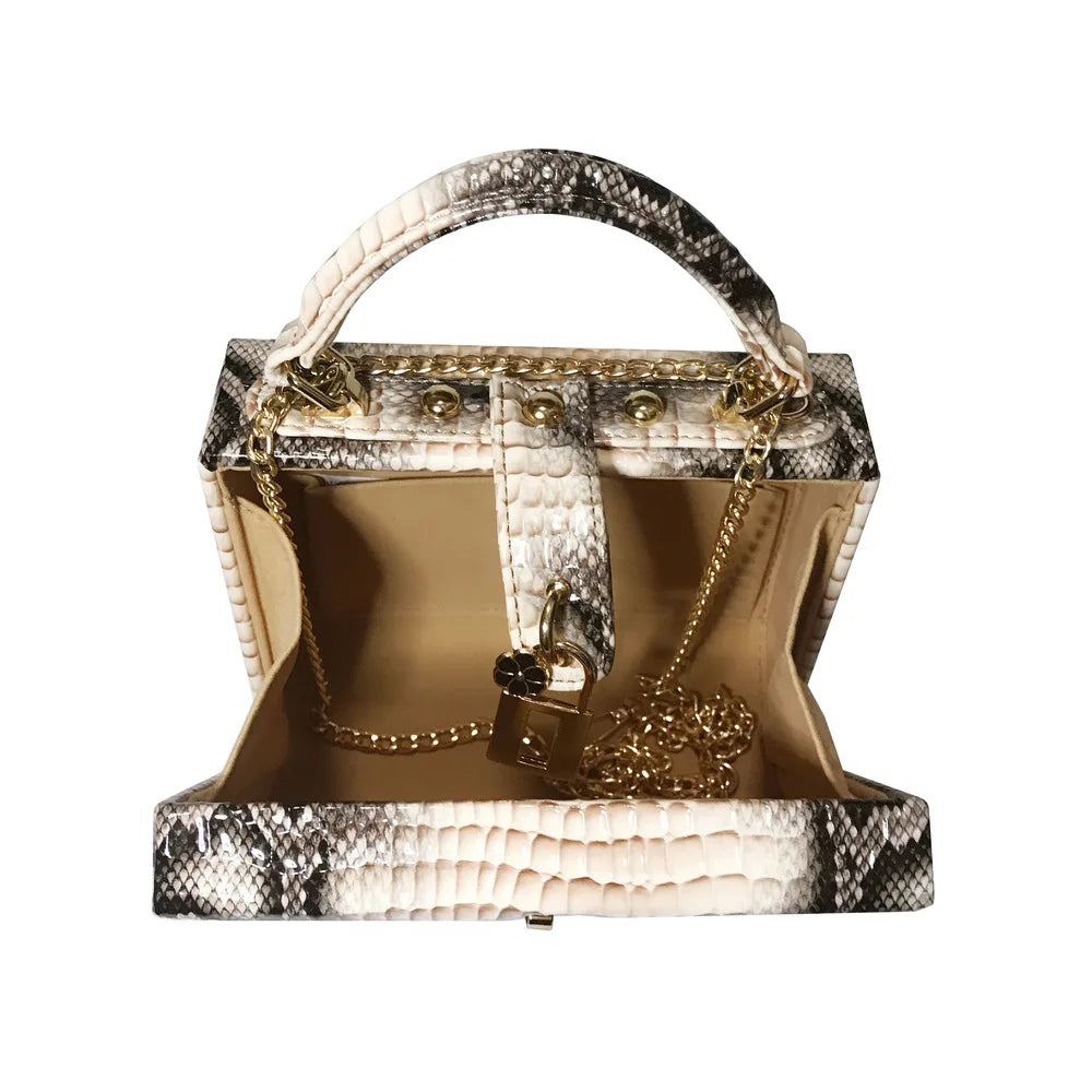 XIYUAN Snake Patter Clutch Evening Bag Luxury Women Handbag Party Wedding clutch Purse Fashion Pearl Shoulder Bags Crossbody Bag