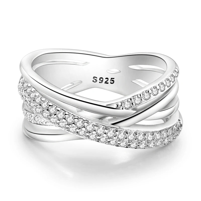 Classic 100% 925 Sterling Silver Eternal and Infinite Sparkling Love Rings Women Engagement Jewelry Anniversary