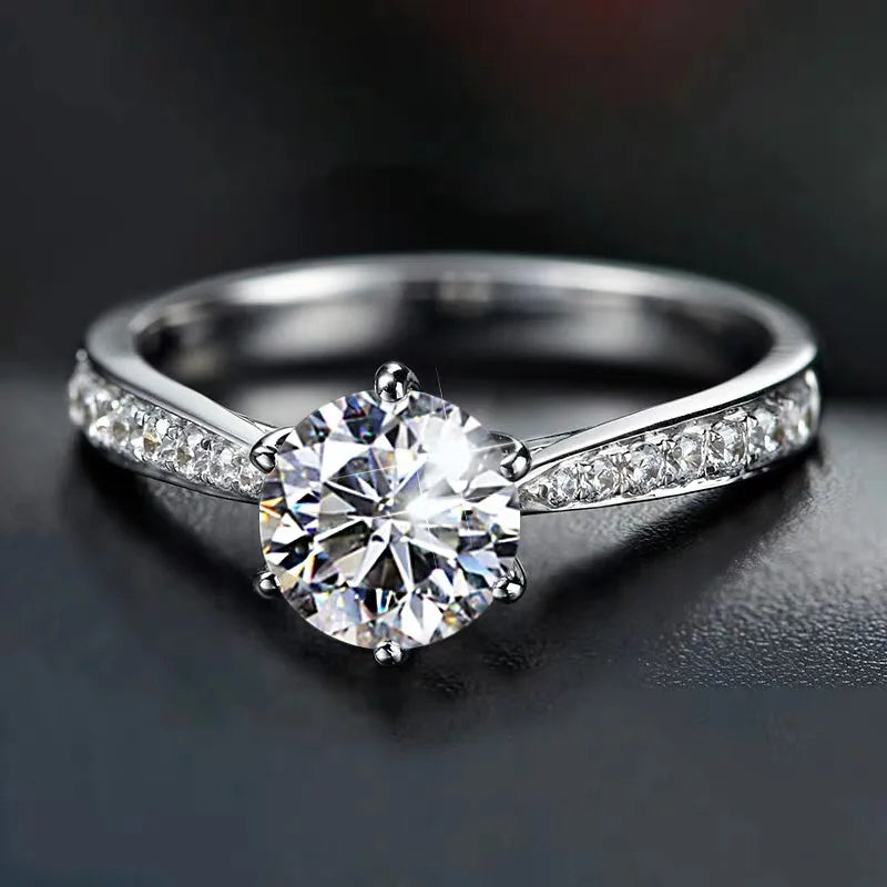Hot Luxury Crystal 925 Sterling Silver Diamond Ring For Woman Beautiful Moissanite Ring Fashion Noble Wedding Party Jewelry