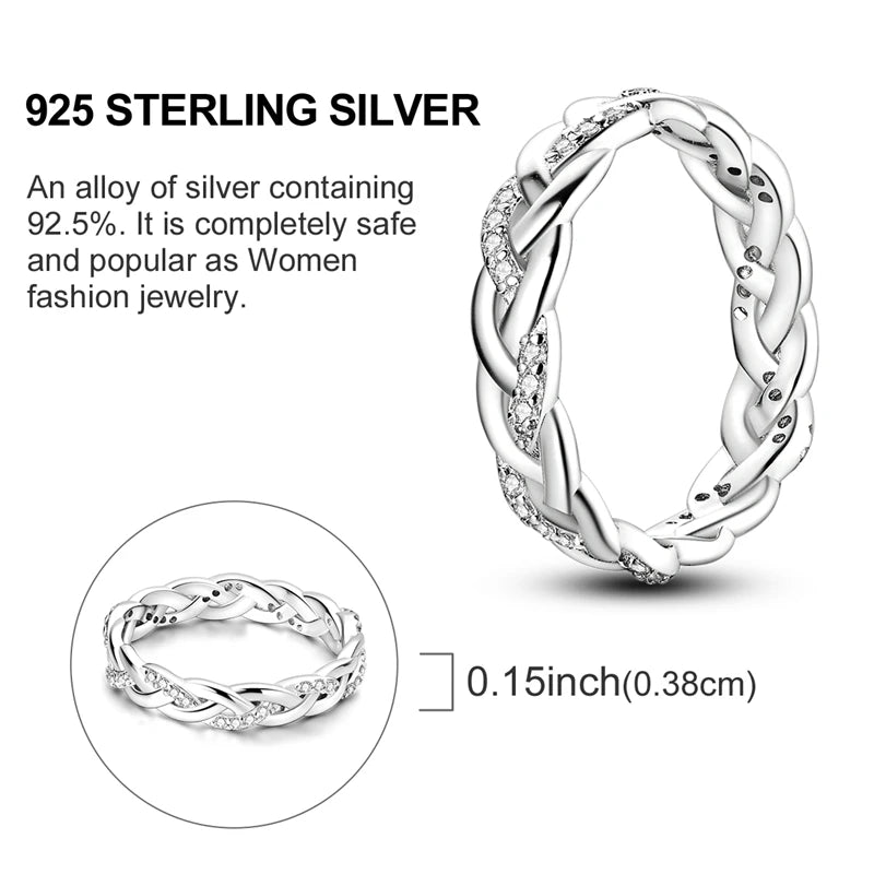 Classic 100% 925 Sterling Silver Eternal and Infinite Sparkling Love Rings Women Engagement Jewelry Anniversary