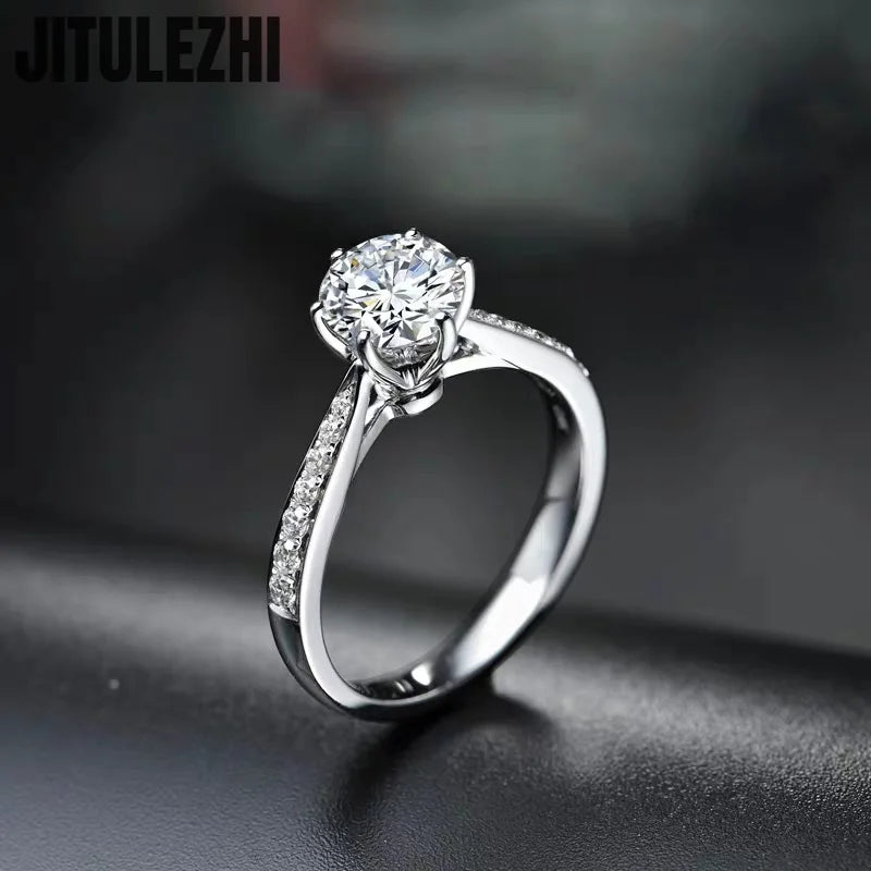 Hot Luxury Crystal 925 Sterling Silver Diamond Ring For Woman Beautiful Moissanite Ring Fashion Noble Wedding Party Jewelry