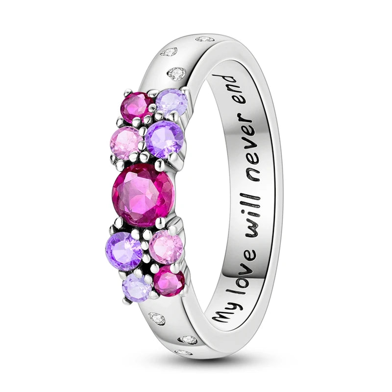 Classic 100% 925 Sterling Silver Eternal and Infinite Sparkling Love Rings Women Engagement Jewelry Anniversary