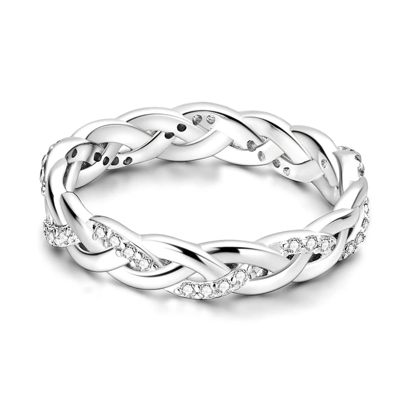 Classic 100% 925 Sterling Silver Eternal and Infinite Sparkling Love Rings Women Engagement Jewelry Anniversary