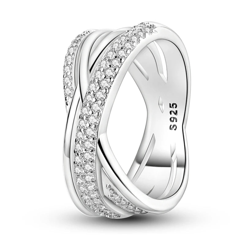 Classic 100% 925 Sterling Silver Eternal and Infinite Sparkling Love Rings Women Engagement Jewelry Anniversary