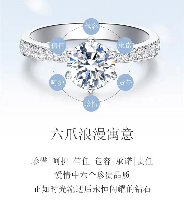 Hot Luxury Crystal 925 Sterling Silver Diamond Ring For Woman Beautiful Moissanite Ring Fashion Noble Wedding Party Jewelry
