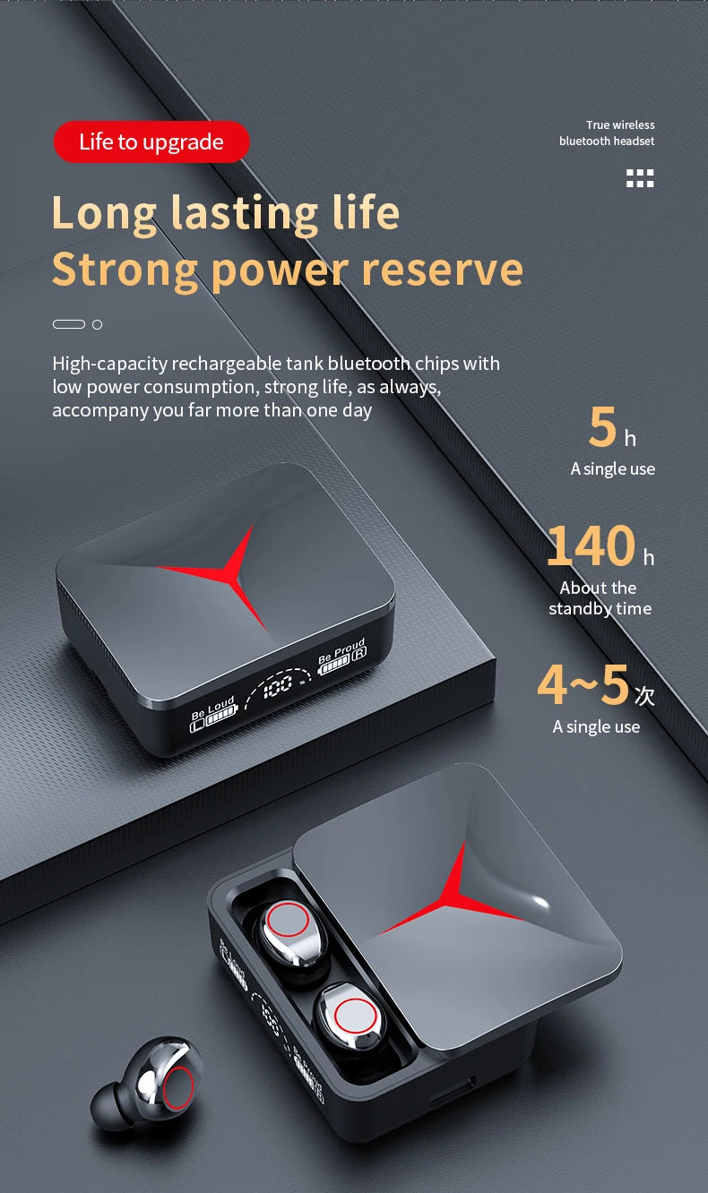 New M90 Pro Bluetooth 5.3 Earphones Wireless Headphones Touch Control Gamer Headset HIFI Stereo Noise Reduction earbuds With Mic