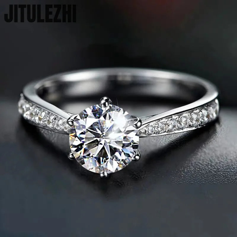 Hot Luxury Crystal 925 Sterling Silver Diamond Ring For Woman Beautiful Moissanite Ring Fashion Noble Wedding Party Jewelry