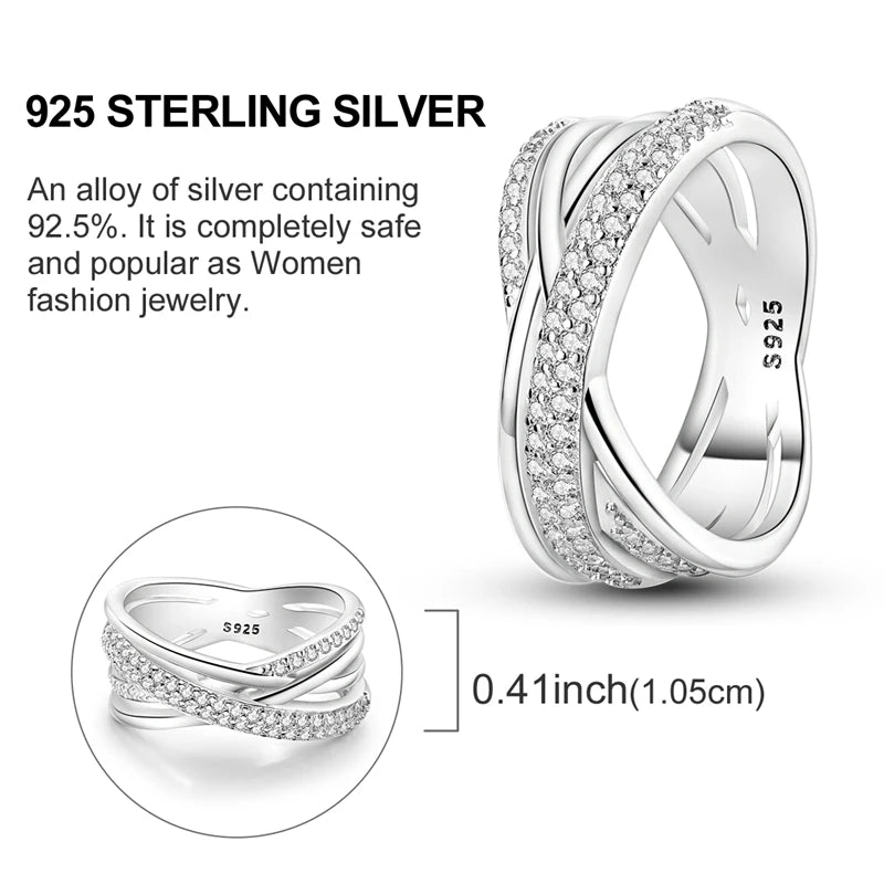 Classic 100% 925 Sterling Silver Eternal and Infinite Sparkling Love Rings Women Engagement Jewelry Anniversary