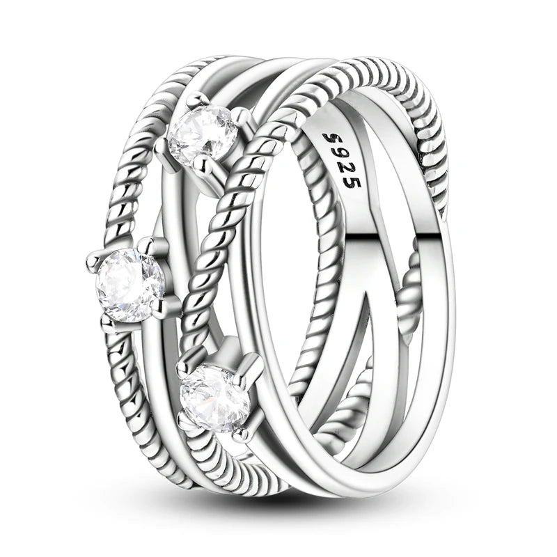 Classic 100% 925 Sterling Silver Eternal and Infinite Sparkling Love Rings Women Engagement Jewelry Anniversary