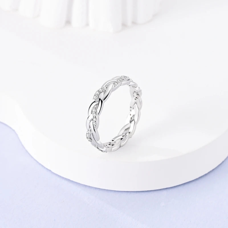 Classic 100% 925 Sterling Silver Eternal and Infinite Sparkling Love Rings Women Engagement Jewelry Anniversary