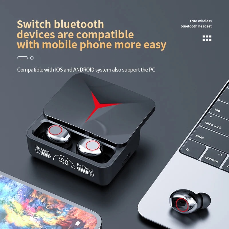New M90 Pro Bluetooth 5.3 Earphones Wireless Headphones Touch Control Gamer Headset HIFI Stereo Noise Reduction earbuds With Mic