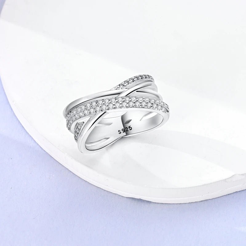 Classic 100% 925 Sterling Silver Eternal and Infinite Sparkling Love Rings Women Engagement Jewelry Anniversary