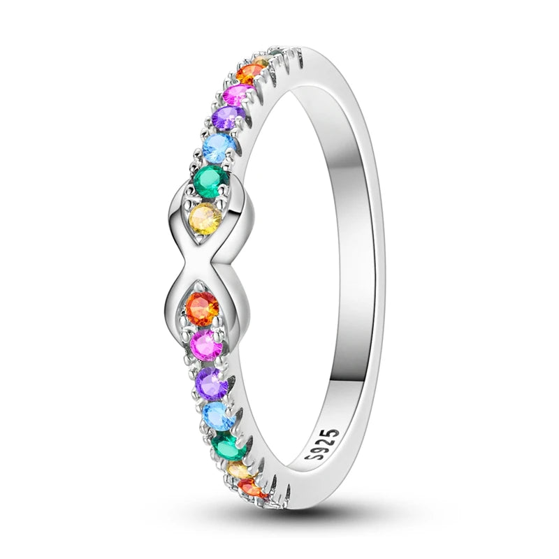 Classic 100% 925 Sterling Silver Eternal and Infinite Sparkling Love Rings Women Engagement Jewelry Anniversary