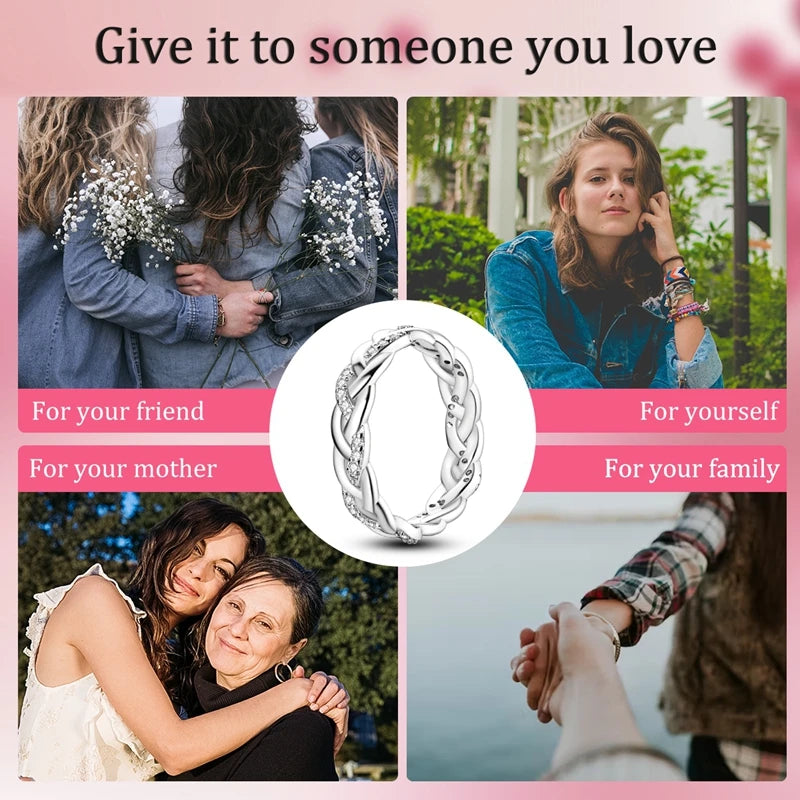 Classic 100% 925 Sterling Silver Eternal and Infinite Sparkling Love Rings Women Engagement Jewelry Anniversary