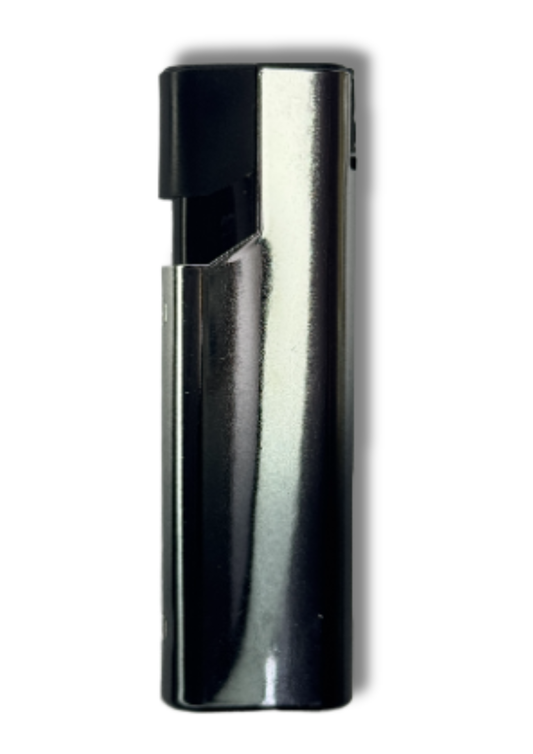 Decent Silver & Black Metal Windproof Lighter – Refillable Butane Jet Flame