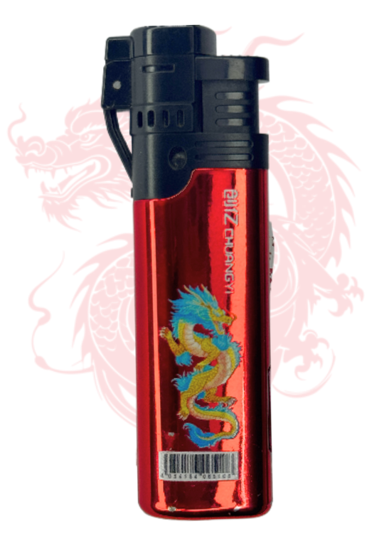 Dragon Red Color Metal Windproof Jet Flame Lighter – Refillable Butane Stylish Lighter