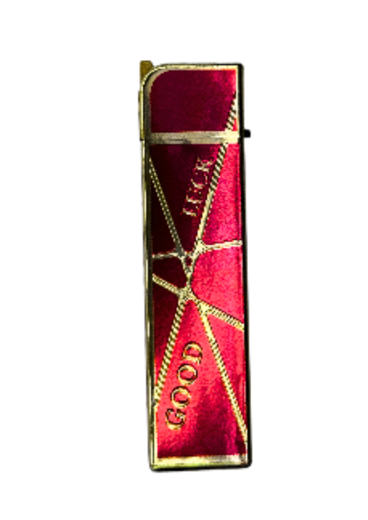 Stylish Red & Gold Lighter – Good Luck Design | Premium Refillable Lighter