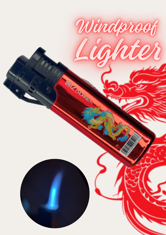 Dragon Red Color Metal Windproof Jet Flame Lighter – Refillable Butane Stylish Lighter
